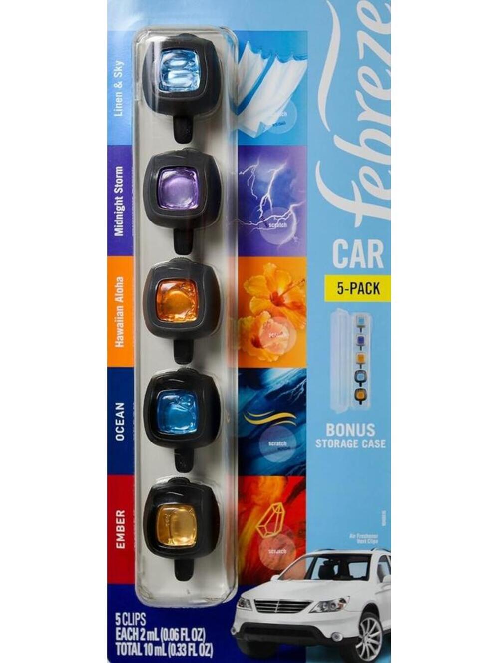 Febreze Mixed Scents Car Air Freshener Vent Clips 5 Count Long Lasting Odor Pack